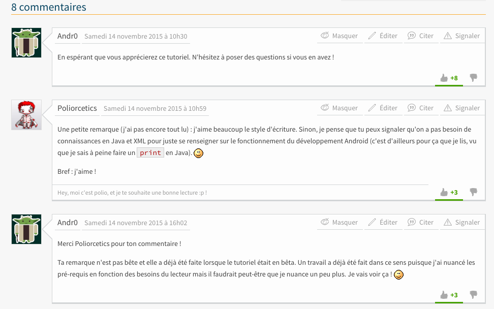 Exemple de commentaires