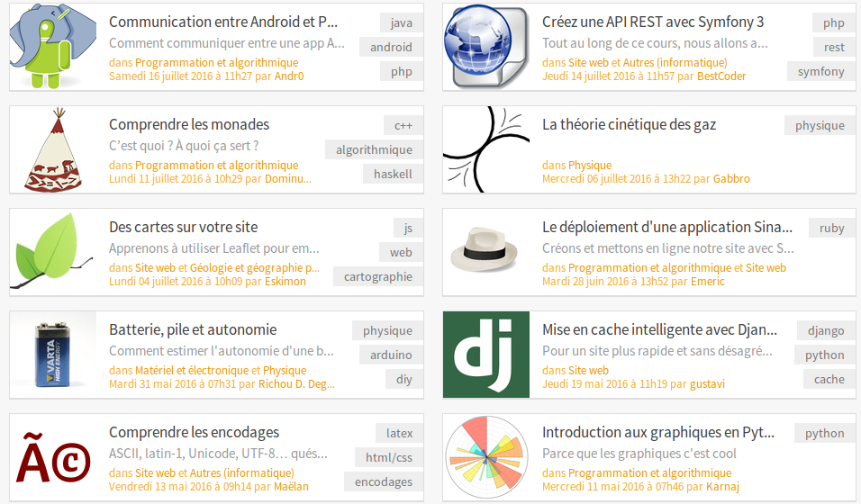 Quelques exemples de tutoriels