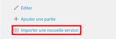 Lien vers la page d’import d’une nouvelle version