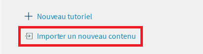 Lien vers page d’import d’un nouveau contenu