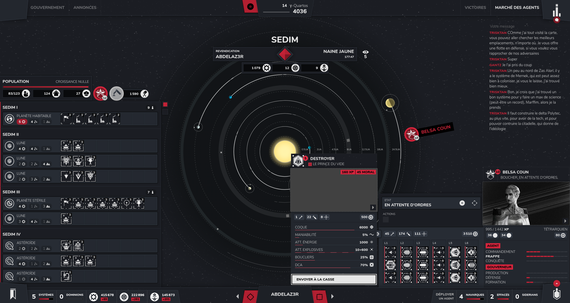 La vue d'un système stellaire