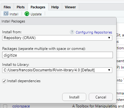 Installation du package digitize