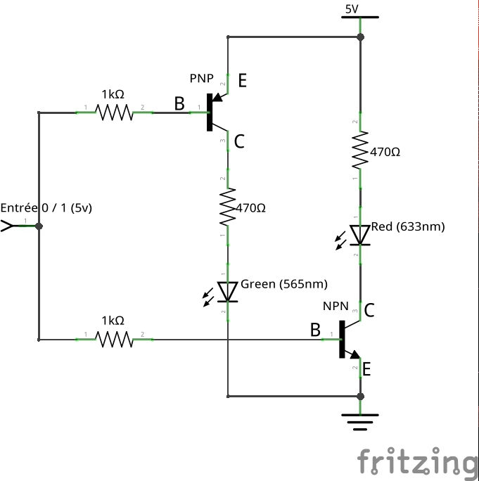 Un transistor PNP et un transistor NPN