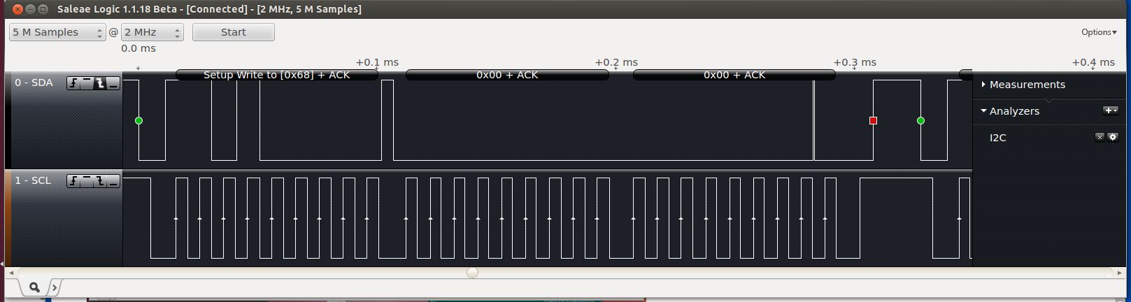 Des trames de dialogue I2C