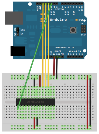 Câblage pour programmer un microcontrôleur 8MHz