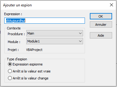 Ajouter un espion simple