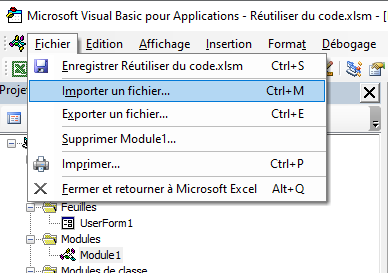 Importer le fichier depuis le menu Fichier (CTRL + M).