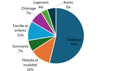 Répartition des dépenses "protection sociale" en 2007