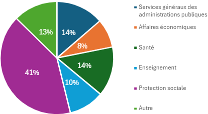 Répartition des dépenses publiques en 2007 selon le secteur