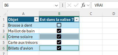 Exemple utilisation du raccourci clavier "Espace" pour modifier plusieurs coches d'un coup.