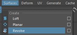 Menu Surface/Revolve