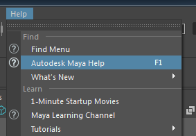 Accéder à l’aide dans Maya.