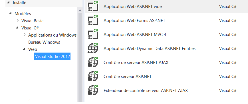 Liste des applications dans l'ancienne version