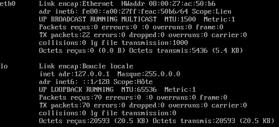 Résultat ifconfig