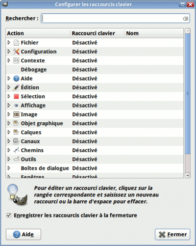 Les raccourcis clavier