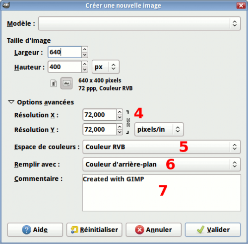 Option de création