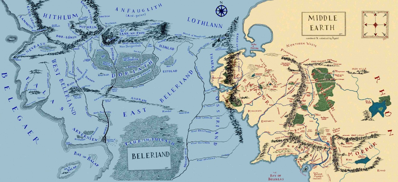 Carte de l'Ouest de la Terre du Milieu (je ne connais ni l'auteur, ni la licence de l'image :/)