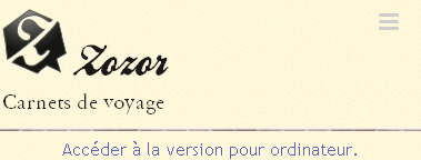 Screenshot du haut de page du TP précédent : le menu a laissé la place à un petit bouton en haut à droite du site