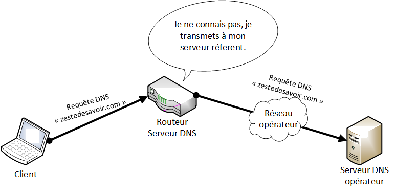 Transmission d'une requête DNS