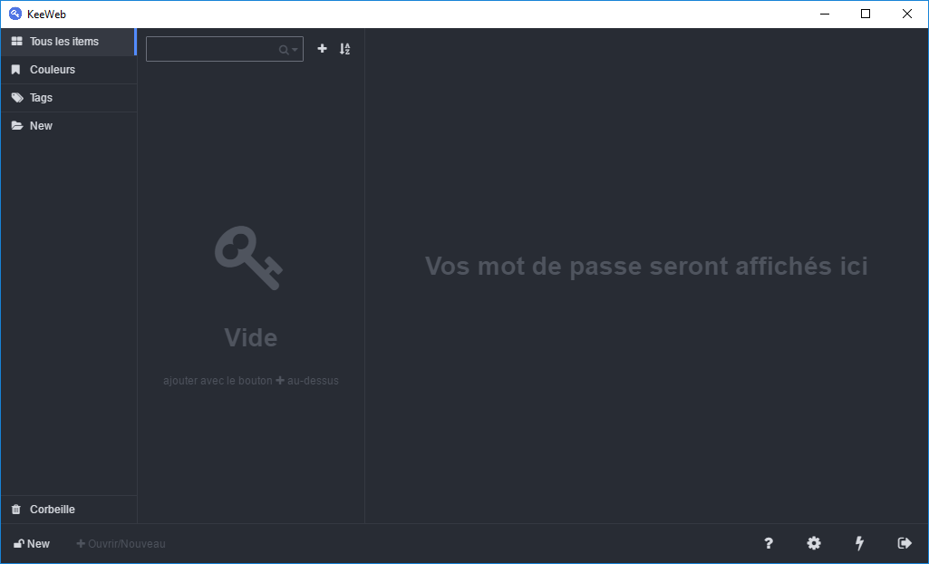 L'interface de KeeWeb