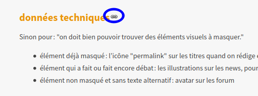 Un exemple d'image "permakink", l'ancre entourée est un élément avec arial-hidden