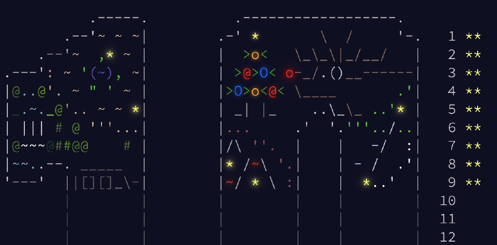 My contribution to this year’s Advent of Code ; looks like a cute camel? Or maybe a snake