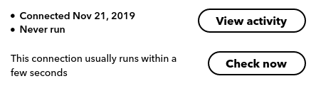 Bouton « View activity » sur IFTTT dans la page des paramètres d'un applet
