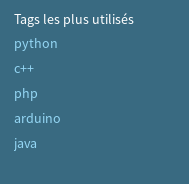 Tags populaires dans le menu