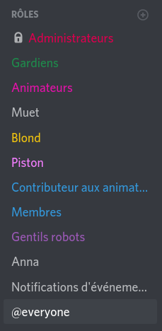 Role  “Muet” au dessus des rôles qu peuvent avoir les gens qui peuvent avoir le rôle “Muet”, dans la section “Rôles” des paramètres d'un serveur