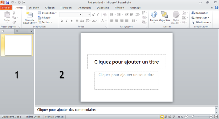 Interface de PowerPoint