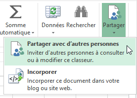 Partage d'un fichier Excel au sein de la Web App