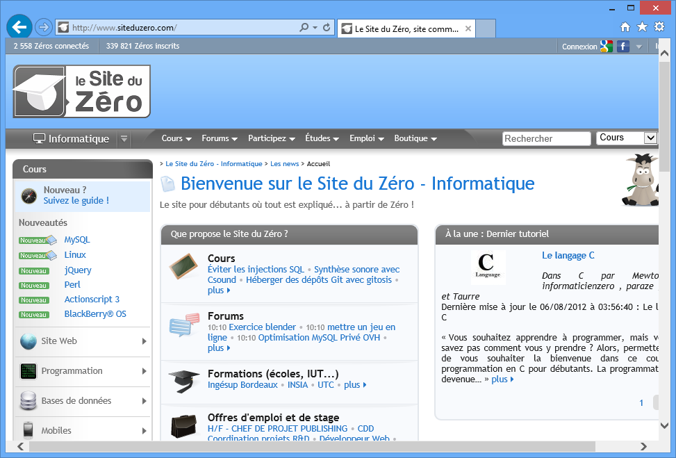 Internet Explorer, côté Bureau.