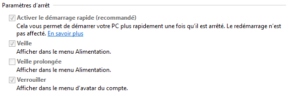 Cochez la case Veille prolongée