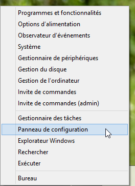 Autre méthode pour ouvrir le panneau de configuration Bureau