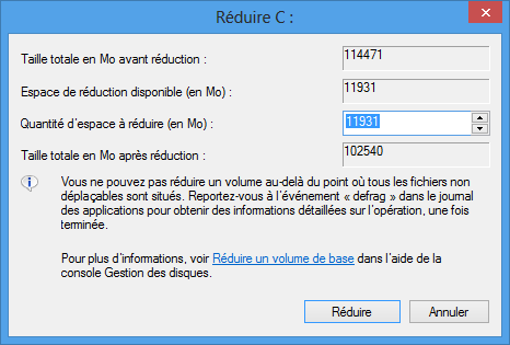 Réduction de la partition C