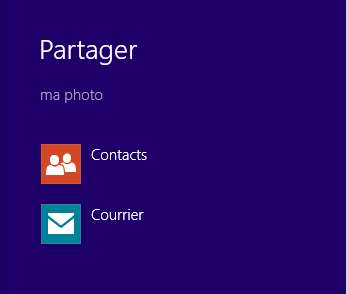 Volet du charm Partager dans l'application SkyDrive