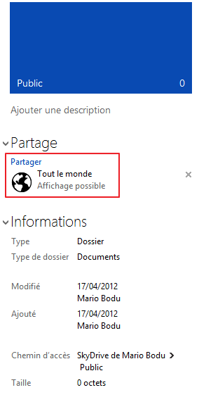 Dossier public de SkyDrive