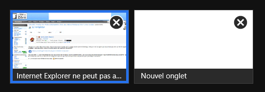 Les onglets dans Internet Explorer lancé côté Metro