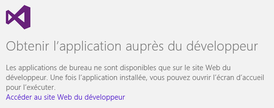 Lien vers le site du développeur du logiciel dans le Windows Store