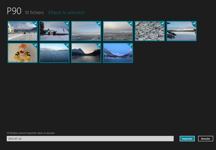 Import de photos
