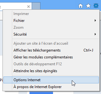 Ouvrir les options Internet