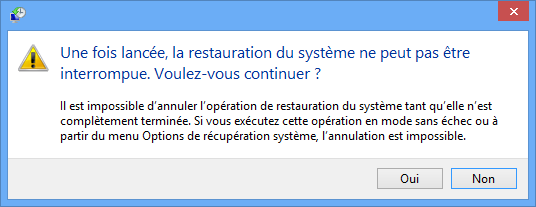 Avertissement avant une restauration