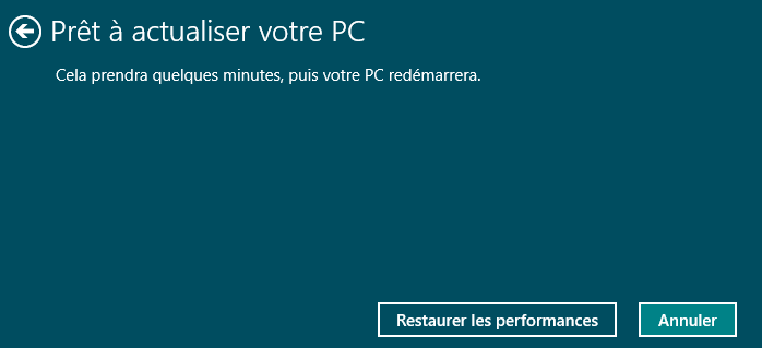 Confirmation avant l'actualisation du PC