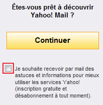 Case à décocher pour ne pas recevoir les pubs de Yahoo