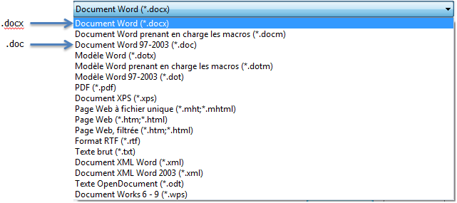 Choisir entre doc et docx