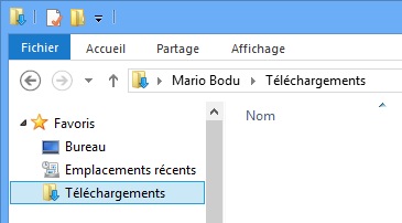 Dossier Téléchargements dans l'explorateur Windows