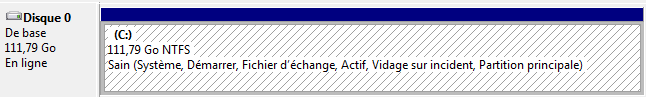 La partition C occupe tout le disque dur