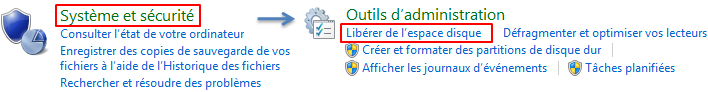 Ouverture du nettoyage de disque dans le panneau de configuration