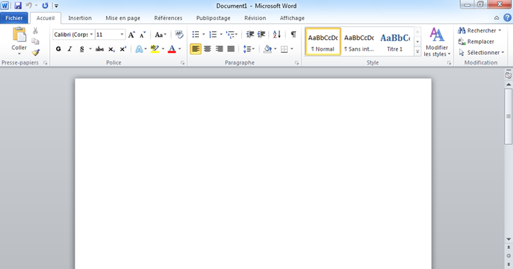 Interface de Word