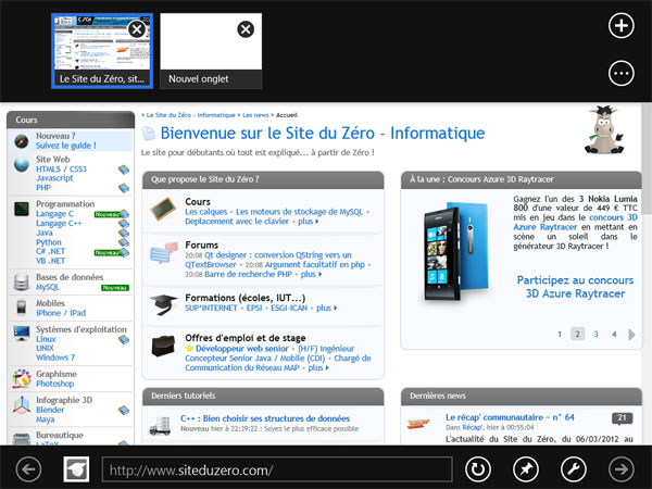 IE Metro, l’application permettant de surfer sur le Web